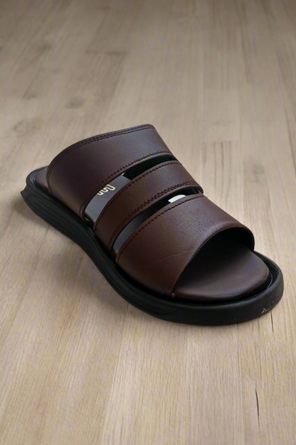 Soft Sole Stylish Slippers  - Brown - SS 002