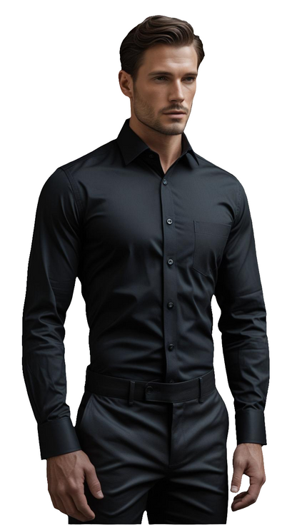 Signature Men's Plain Formal Shirt - | Black | FCPS0024