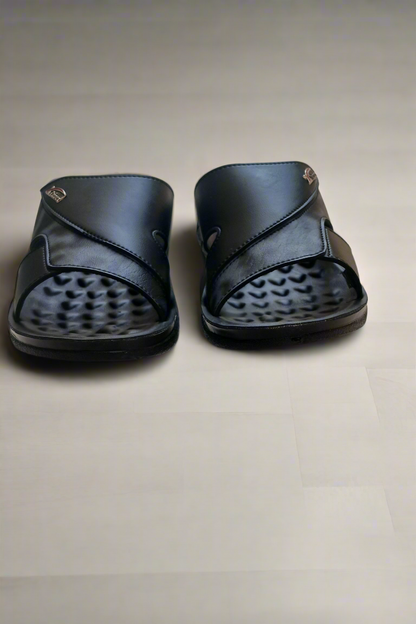 Slippers Men -  Dotted Sole - Double Color Black - DC 001
