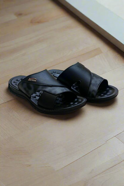 Slippers Men -  Dotted Sole - Double Color Black - DC 001