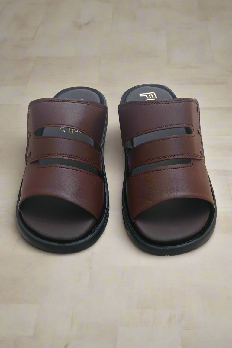 Soft Sole Stylish Slippers  - Brown - SS 002