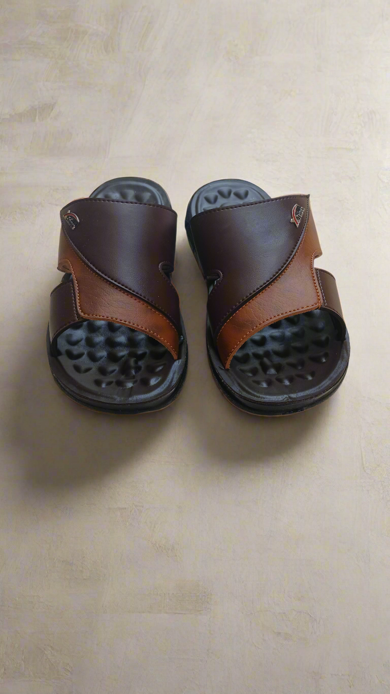 Slippers Men -  Dotted Sole - Double Color Brown - DC 001