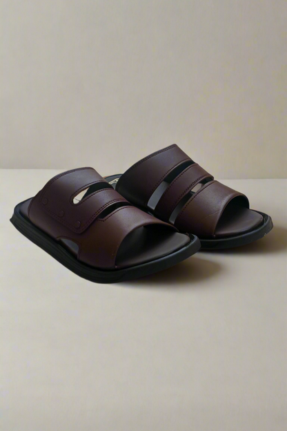 Soft Sole Stylish Slippers  - Brown - SS 002