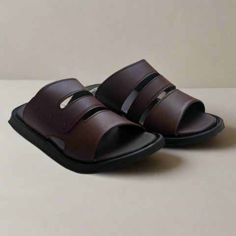 Soft Sole Stylish Slippers  - Brown - SS 002