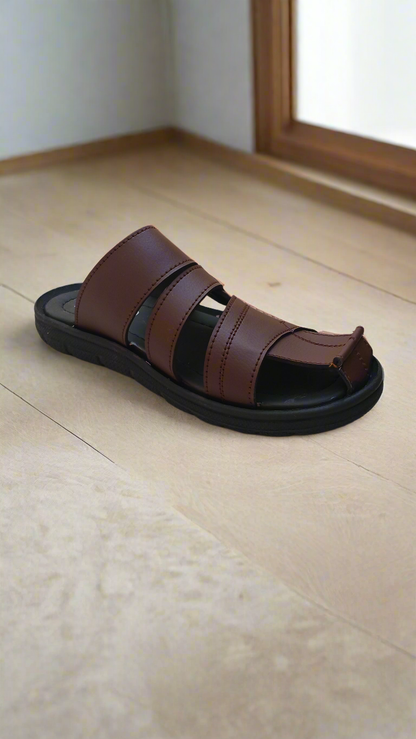 Unique Style Soft Sole Slippers  - Brown - BC02