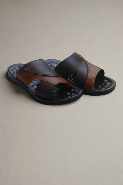 Slippers Men -  Dotted Sole - Double Color Brown - DC 001