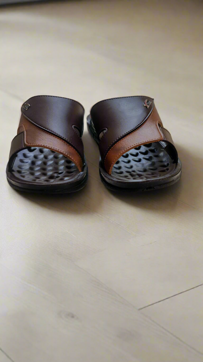 Slippers Men -  Dotted Sole - Double Color Brown - DC 001