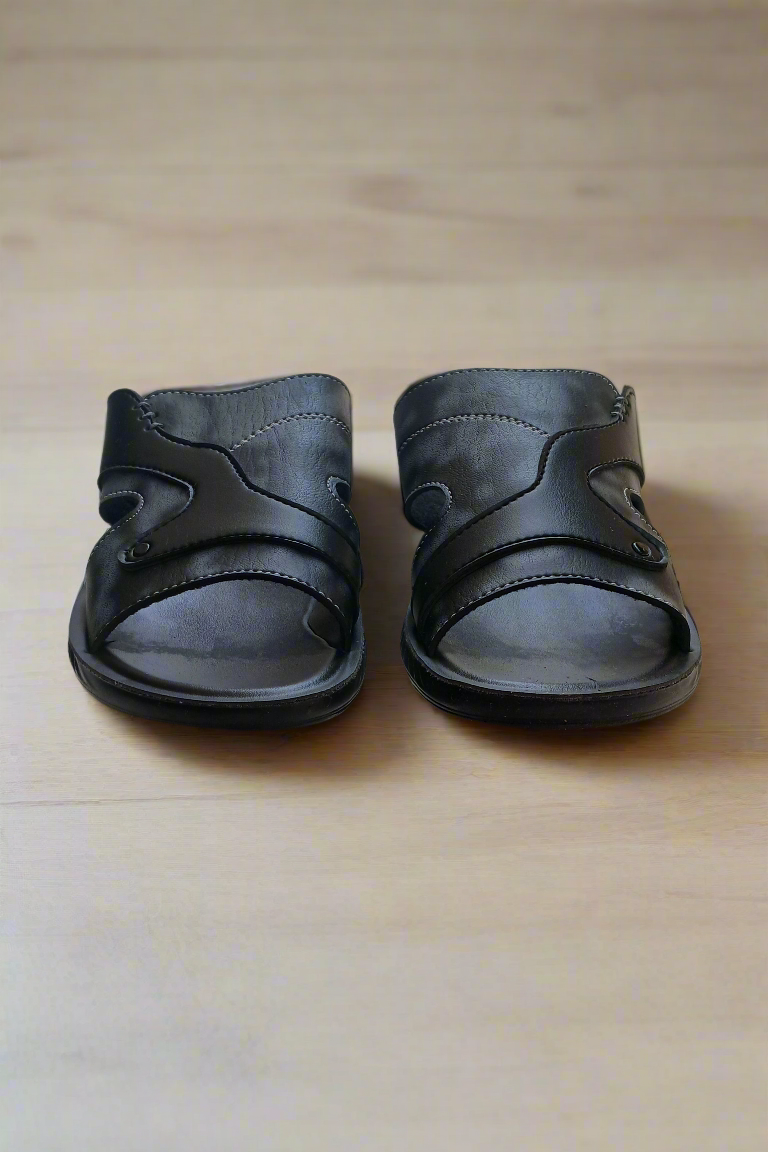 Men Slippers Two-Tone Comfort - Black - TT001
