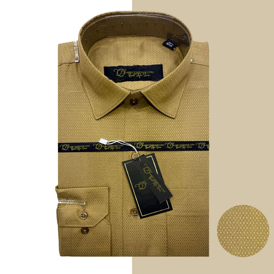 Self DOT Design Dobby Formal Shirt - Brown || DFE2408