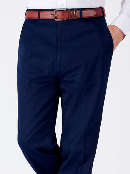 Pantalon habillé en coton chino || Bleu marine foncé || FE10