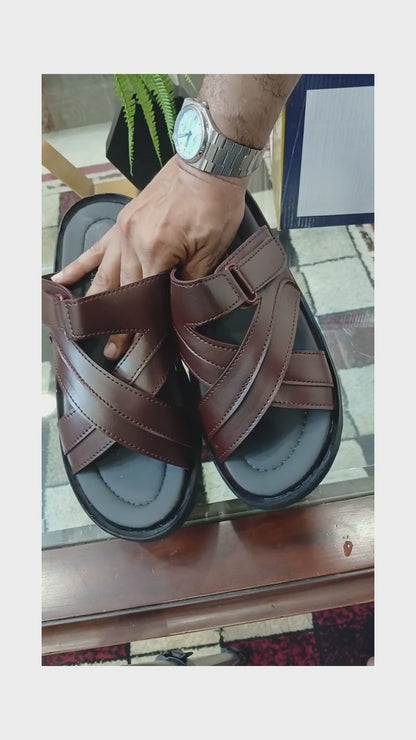 Soft Sole Stylish Slippers  - Brown - SS 001
