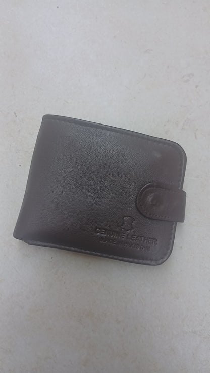 Men Trendy Leather Button Wallet - Brown