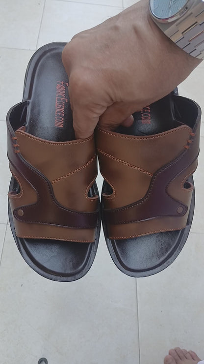 Men Slippers Two-Tone Comfort - Brown - TT001