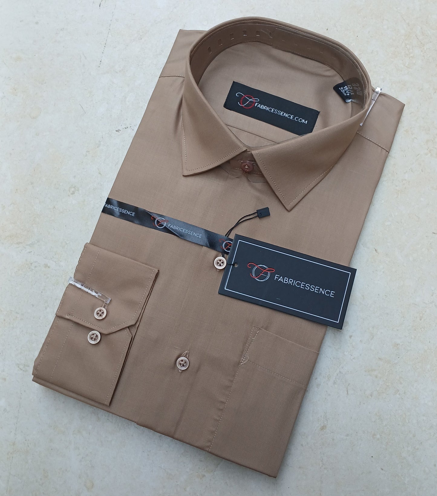 Men's Plain Formal Shirt - | Light Brown | FE1213 LB