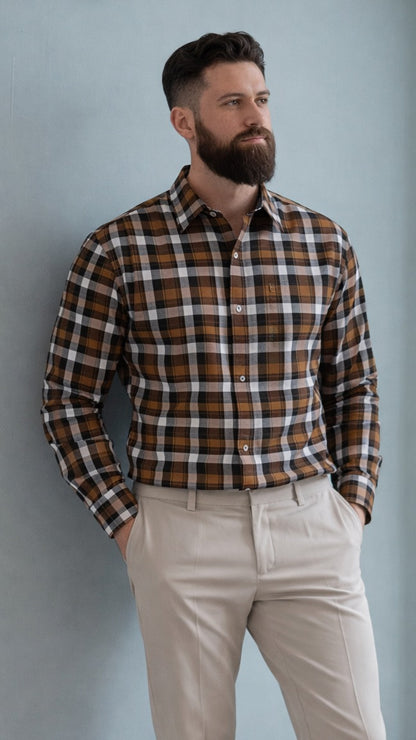 Admiral Executive Check Formal Shirt – Timeless Professional Wear - CH2025-O Pakistan online