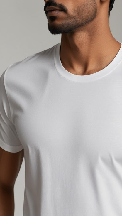 T-Shirt Plain Round Neck - White - RNTS-101