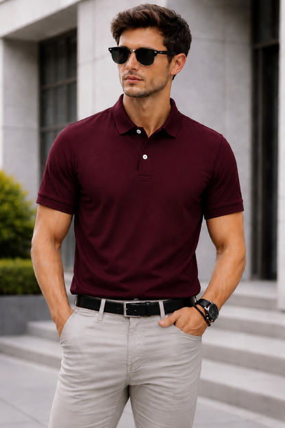 Polo T-Shirt Basic - Maroon - POLO-023 Pakistan online