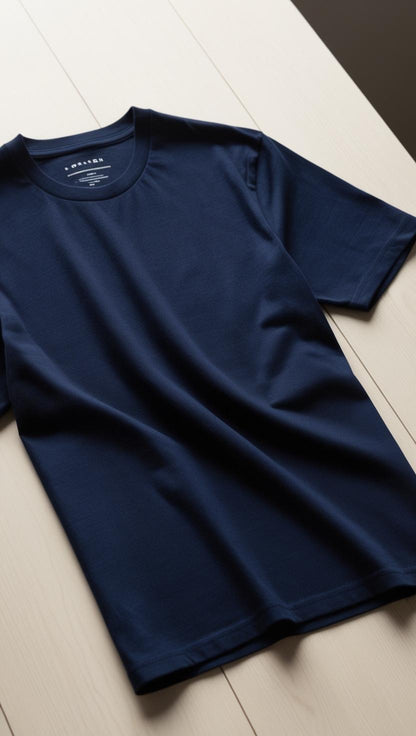 T-Shirt Plain Round Neck - Navy Blue - RNTS-103