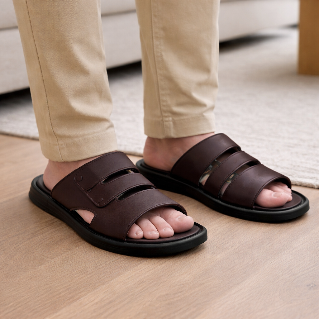 Soft Sole Stylish Slippers - Brown - SS 002 Pakistan online