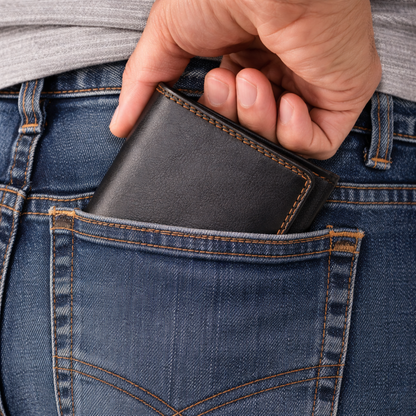 Wallet Fancy Genuine Leather Men - Black Pakistan online