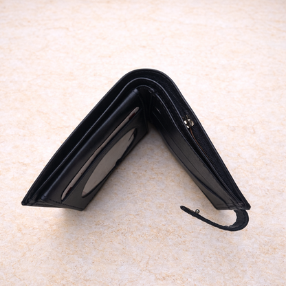 Wallet Genuine Leather Button Men - Black Pakistan online