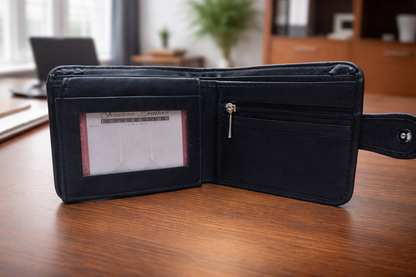 Wallet Men Trendy Leather Button - Black Pakistan online