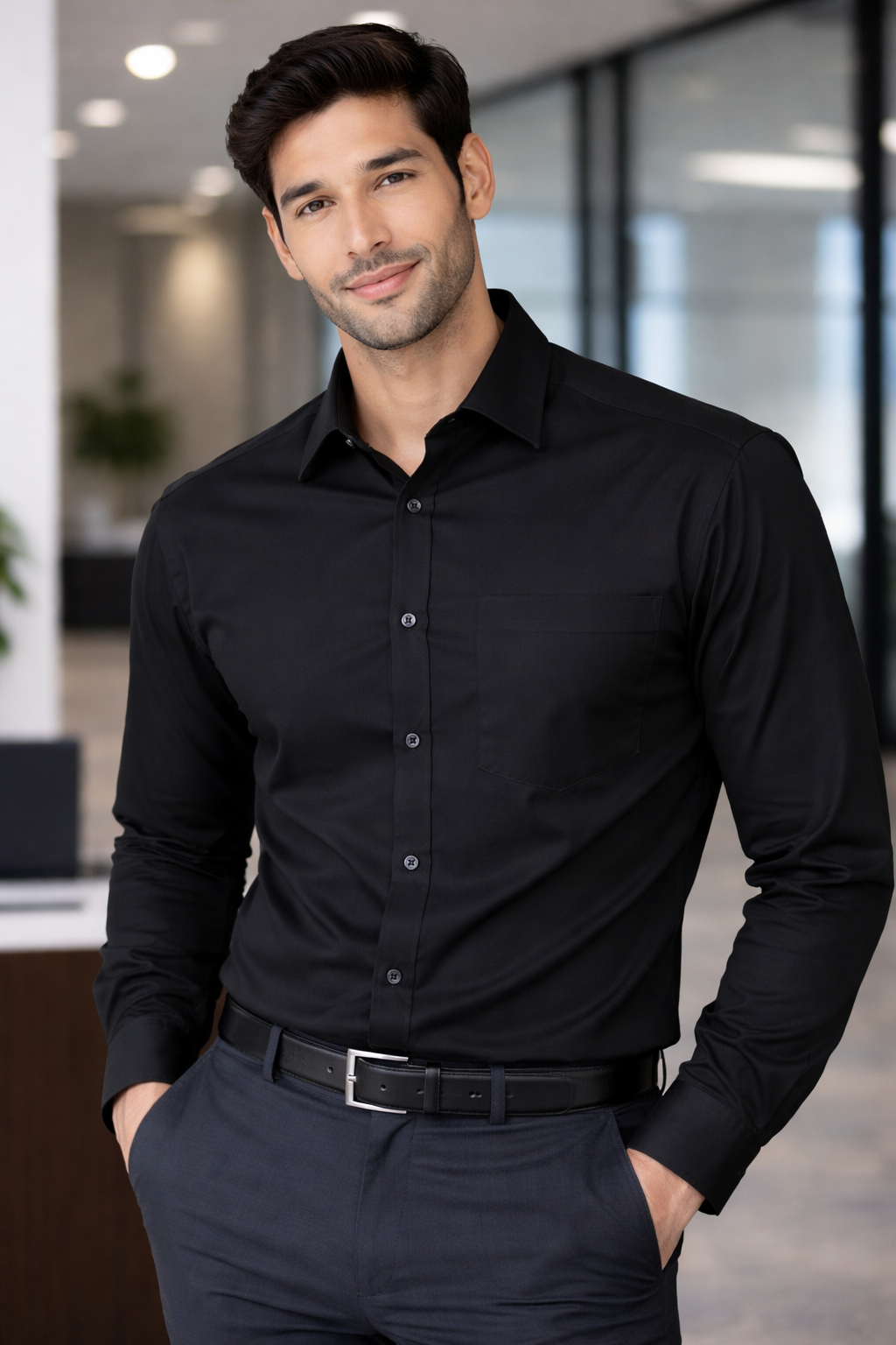 Signature Men's Plain Formal Shirt - | Black | FCPS0024 Pakistan online