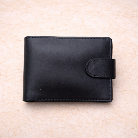 Wallet Genuine Leather Button Men - Black Pakistan online