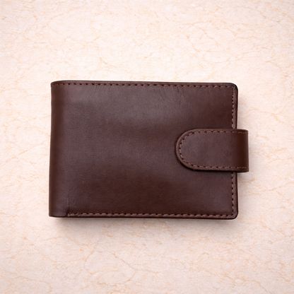 Wallet Genuine Leather Button Men - Brown Pakistan online