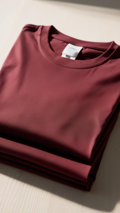 T-Shirt Plain Round Neck  - Maroon - RNTS-102