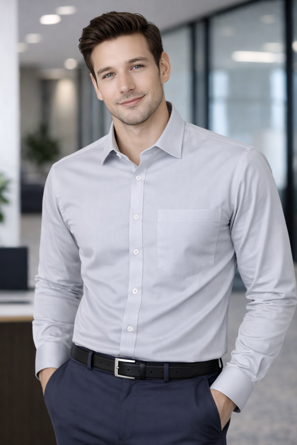 Men's Plain Formal Shirt - | Light Grey | FE1199CC Pakistan online