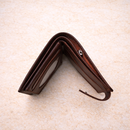 Wallet Genuine Leather Button Men - Brown Pakistan online