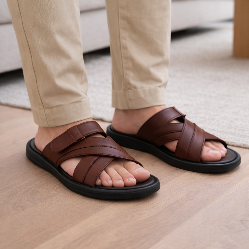 Soft Sole Stylish Slippers - Brown - SS 001 Pakistan online