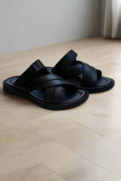 Soft Sole Stylish Slippers  - Black - SS 001
