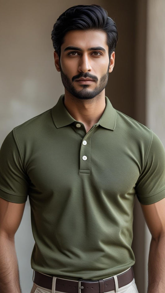 Polo T-Shirt Basic - Olive Green - POLO-017