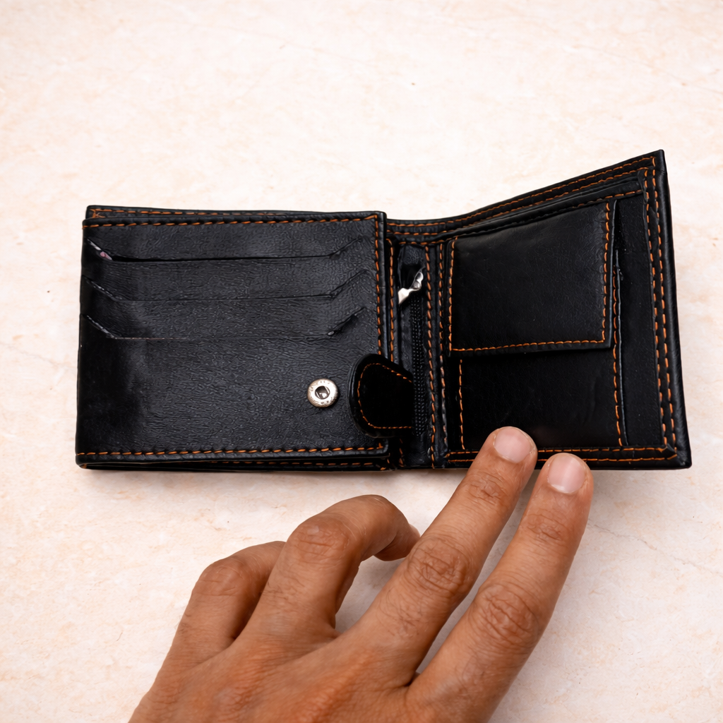 Wallet Fancy Genuine Leather Men - Black Pakistan online