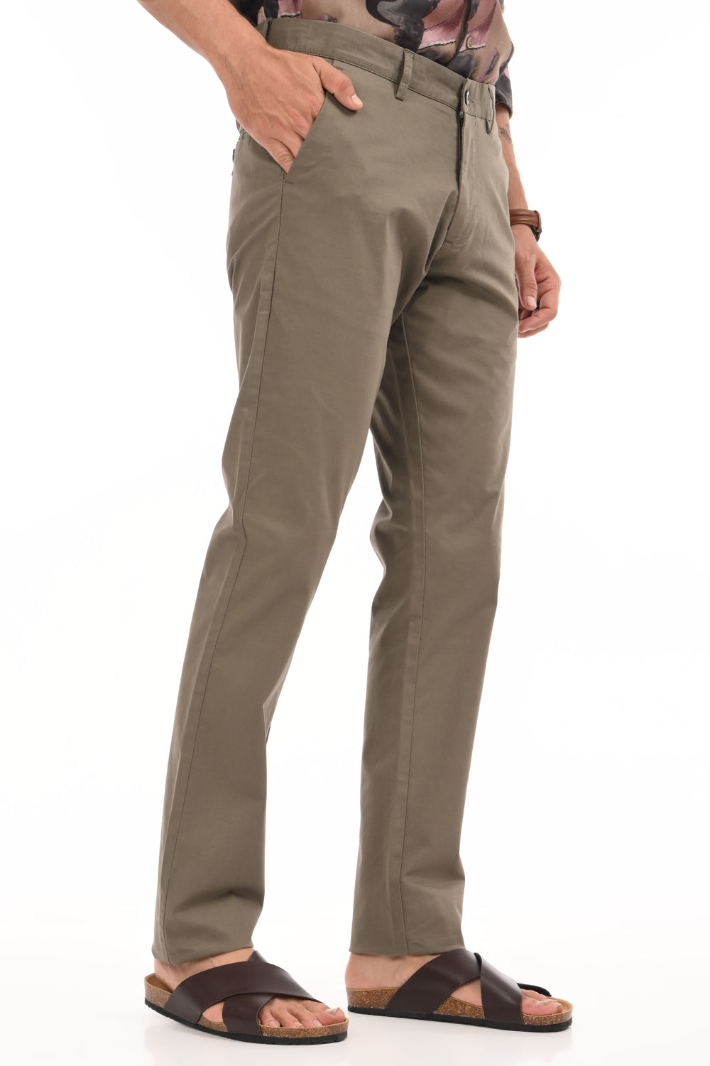Regular Fit  Comfort Chino Cotton Pants - | Khaaki | FE03