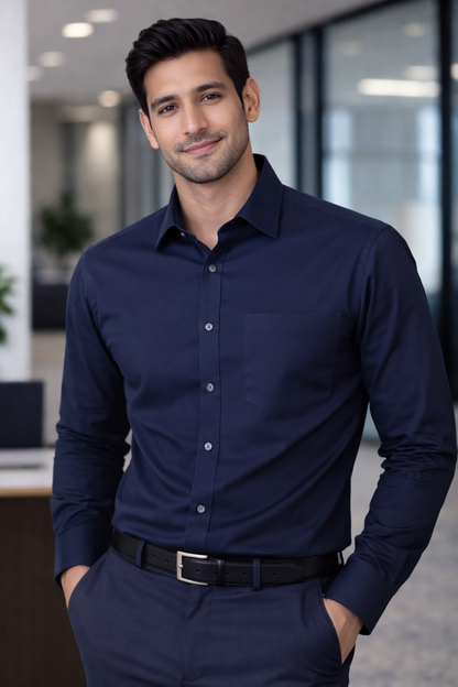 Signature Men's Plain Formal Shirt - | Navy Blue | FCPS0024 Pakistan online