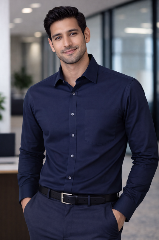 Signature Men's Plain Formal Shirt - | Navy Blue | FCPS0024 Pakistan online