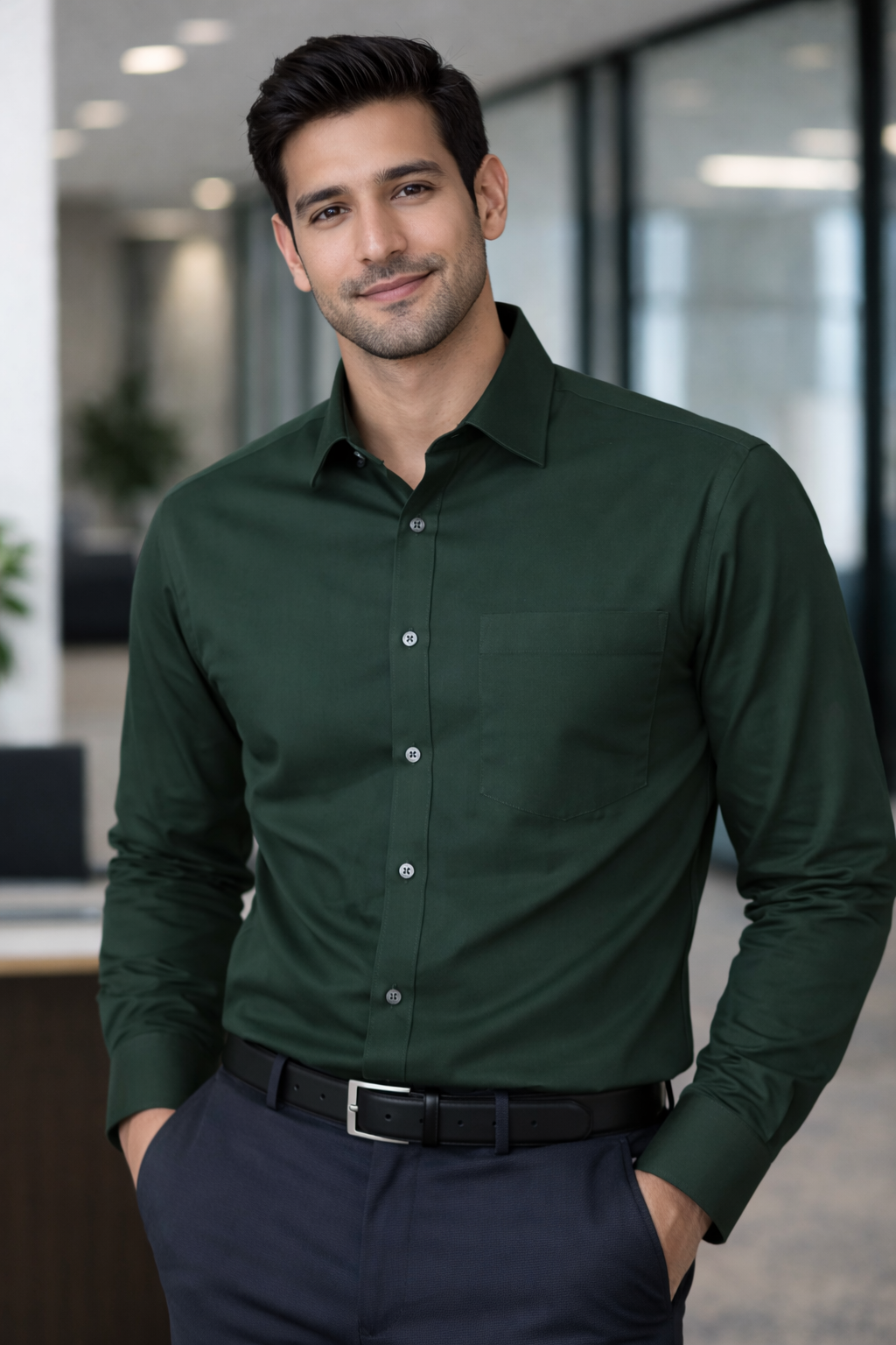 Men's Plain Formal Shirt - Deep Sea Green || - FE1199SG Pakistan online