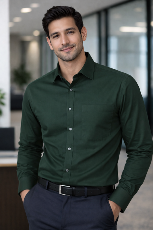 Men's Plain Formal Shirt - Deep Sea Green || - FE1199SG Pakistan online