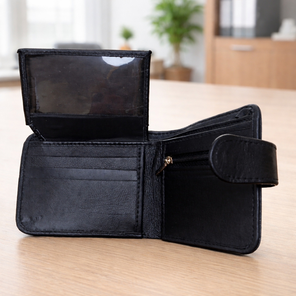 Wallet Men Trendy Leather Button - Black Pakistan online