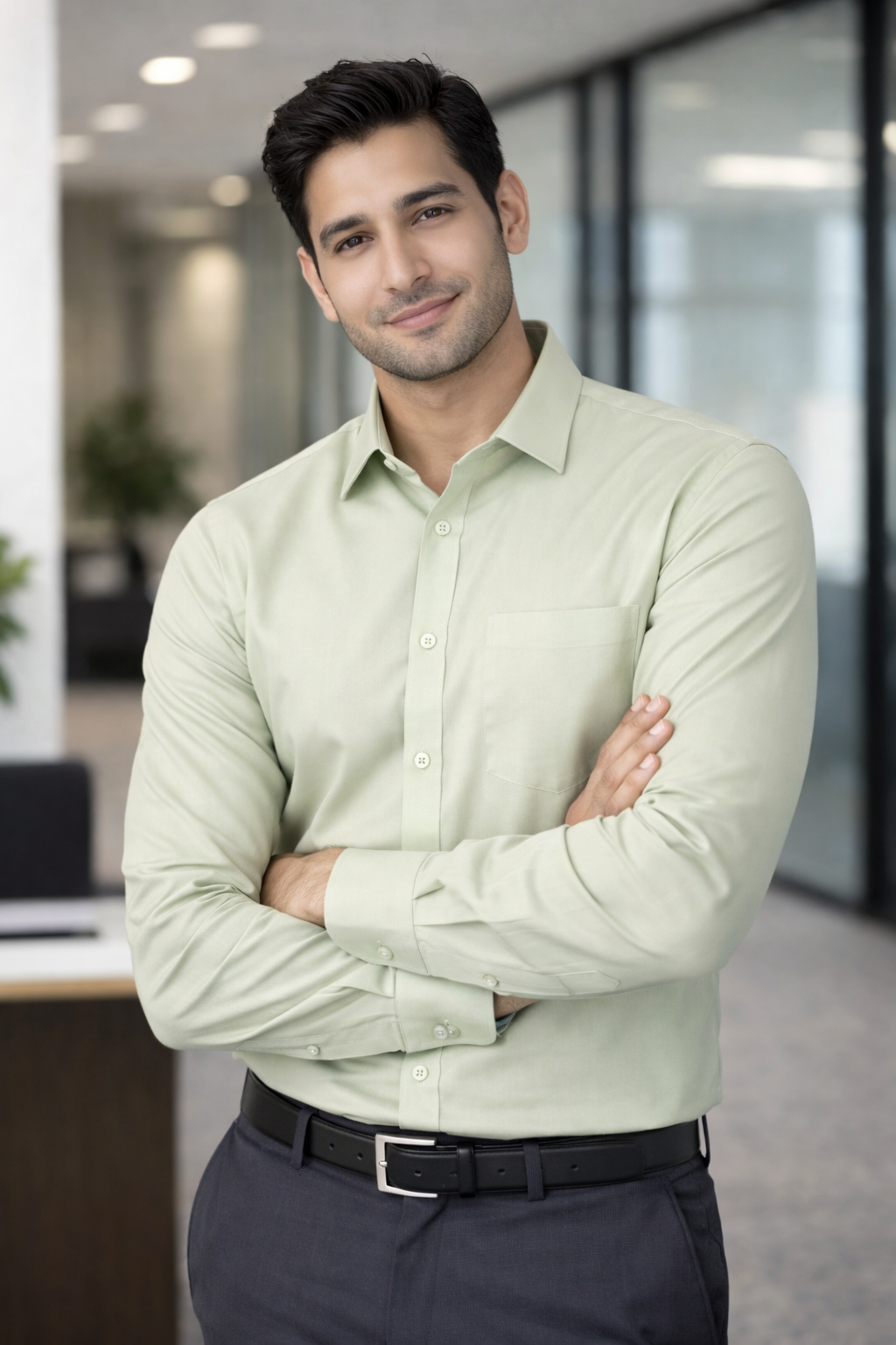 Men's || Pista Green || Plain Formal Shirt - FE1199PG Pakistan online