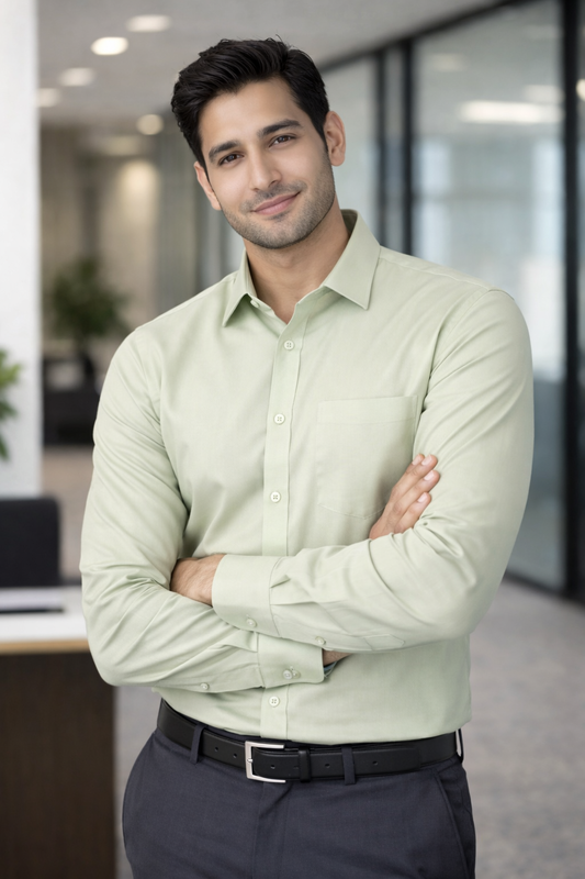 Men's || Pista Green || Plain Formal Shirt - FE1199PG Pakistan online