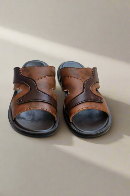 Men Slippers Two-Tone Comfort - Brown - TT001