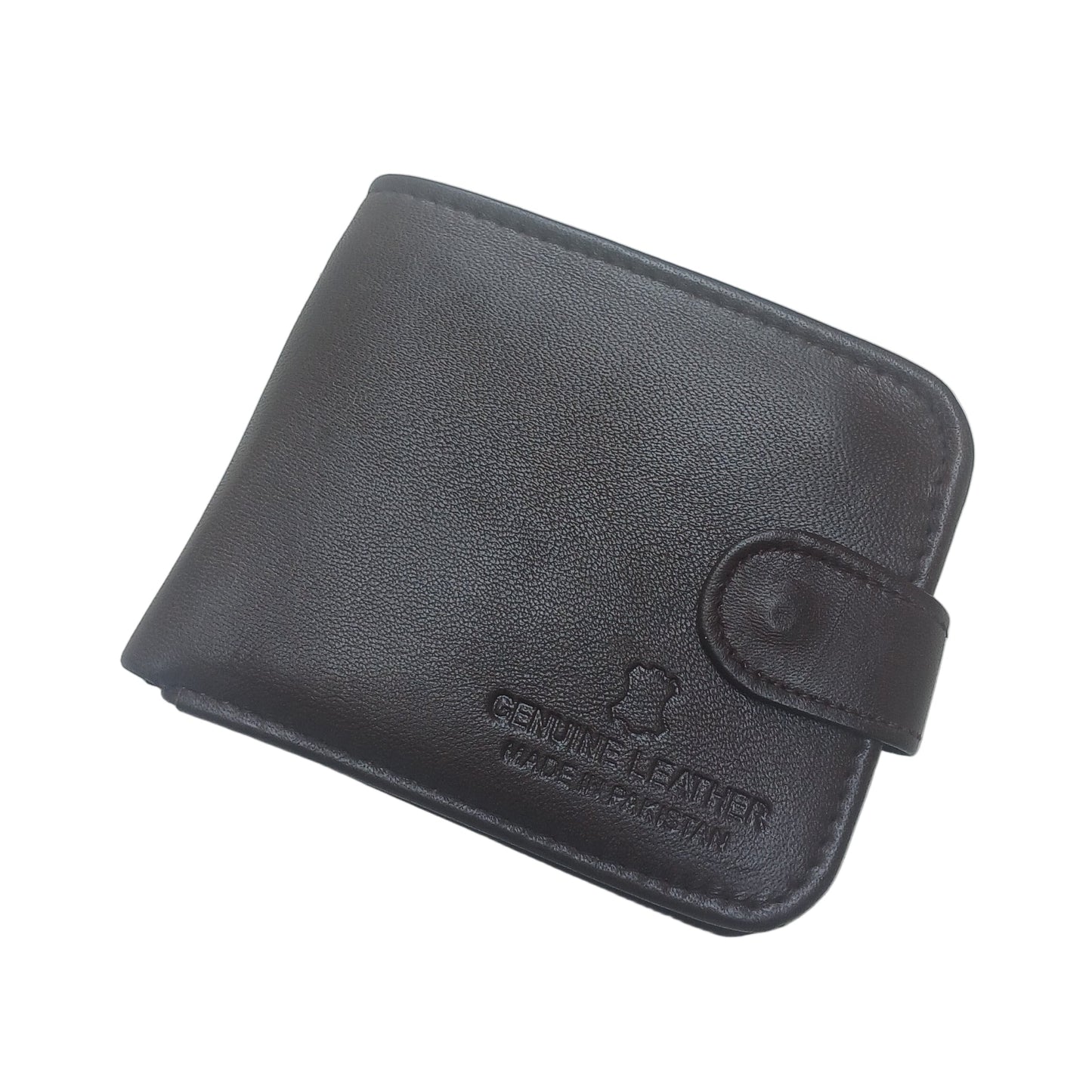 Men Trendy Leather Button Wallet - Brown