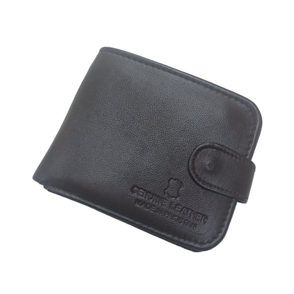 Men Trendy Leather Button Wallet - Brown