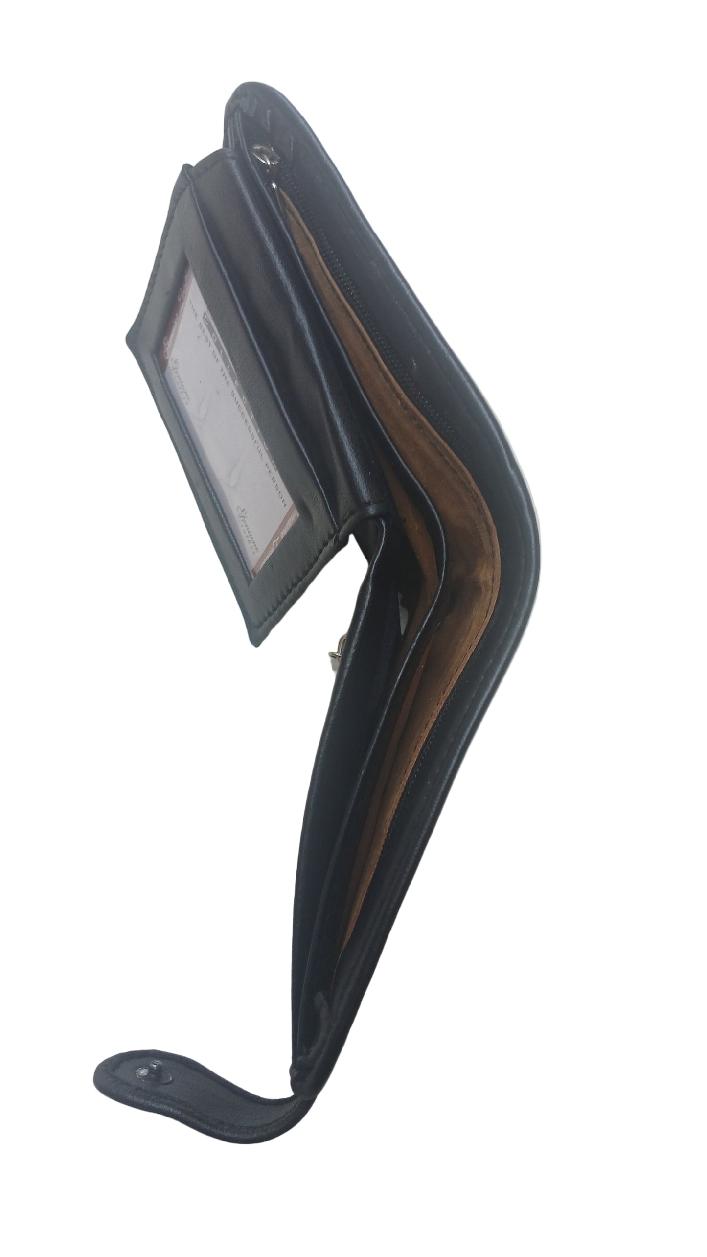 Men Trendy Leather Button Wallet - Black