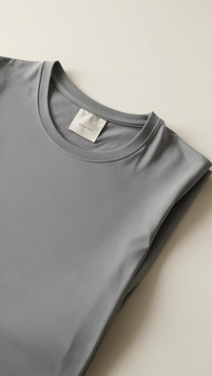 T-Shirt Plain Round Neck - Grey - RNTS-106