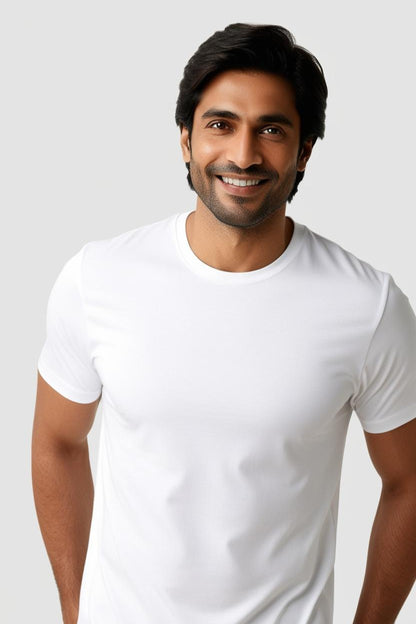 T-Shirt Plain Round Neck - White - RNTS-101